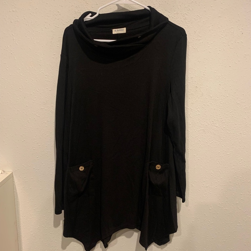 Bulotus Black Cowl Neck Tunic Hoodie Large